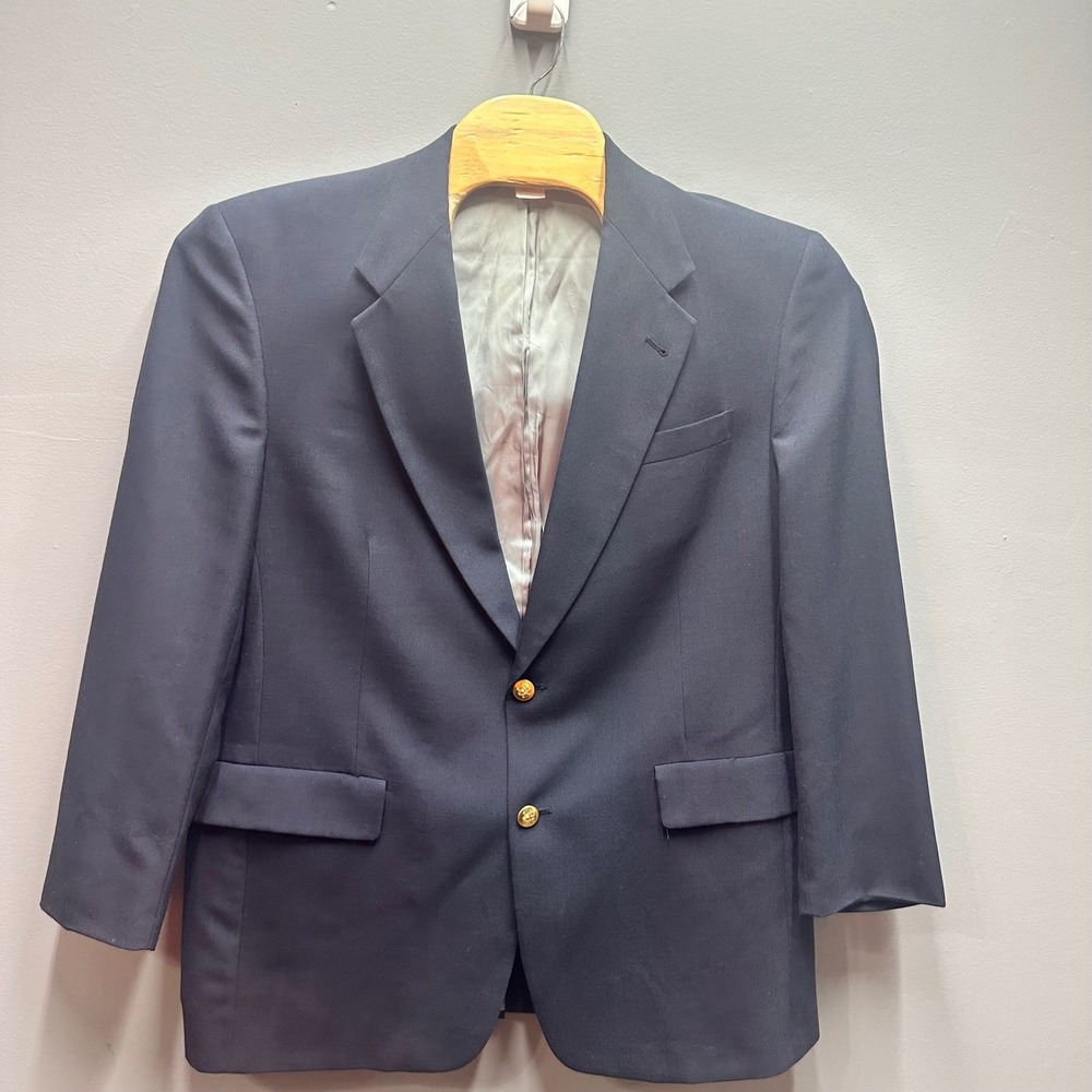 Jack Nicklaus Tournament Navy Blazer 44R Gold Golf Buttons Wool Sport Coat